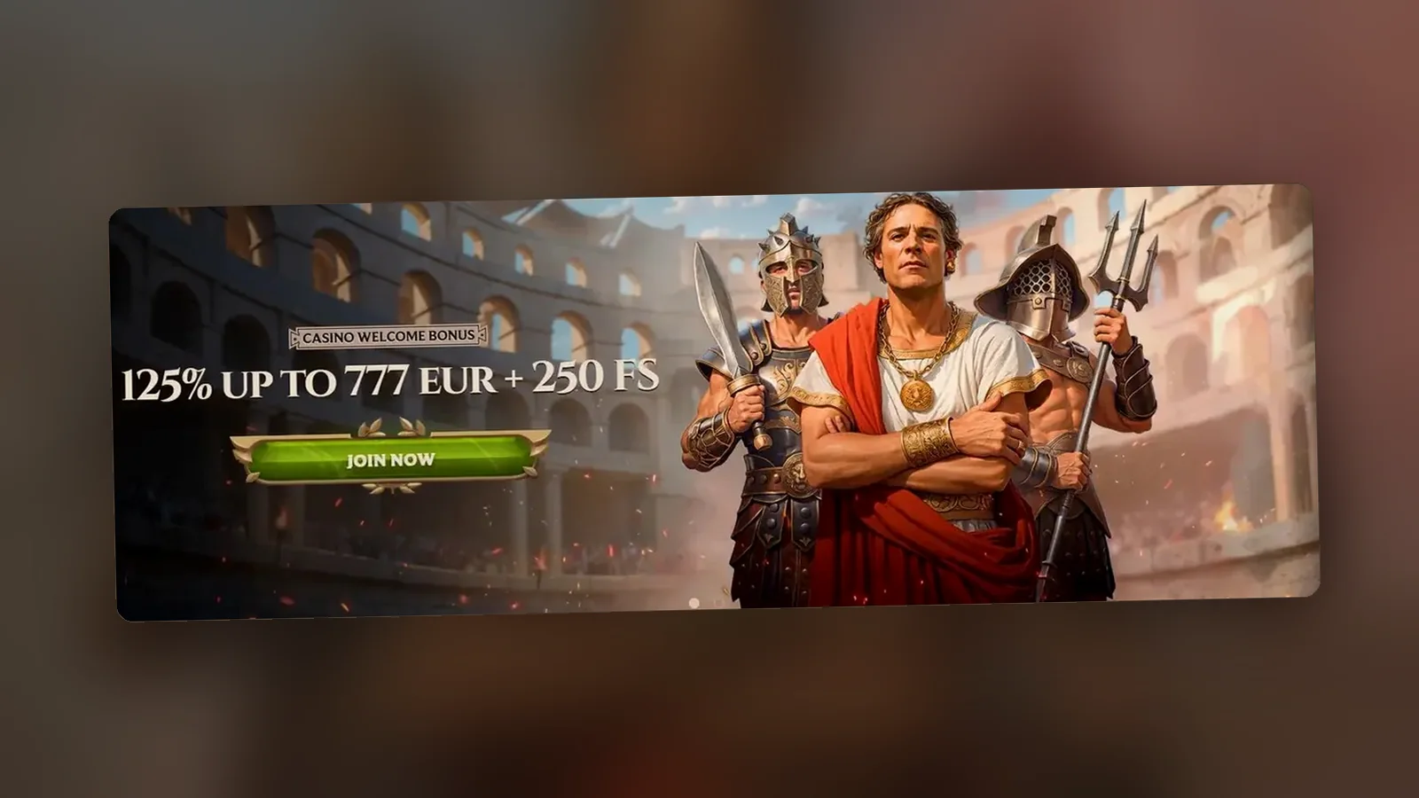 Il banner del benvenuto casinò di Lanista, lo stesso che trovi aprendo il sito da telefono