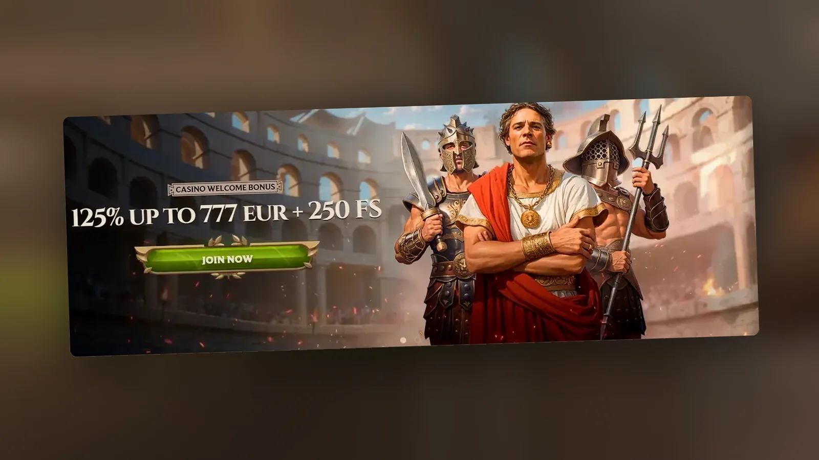 Il banner di Lanista con il bonus di benvenuto casinò e il pulsante per aderire